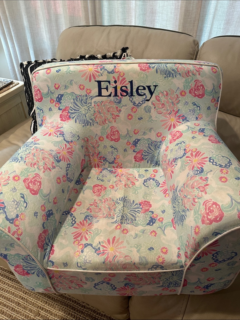 Pottery barn chair cover by Lilly Pulitzer